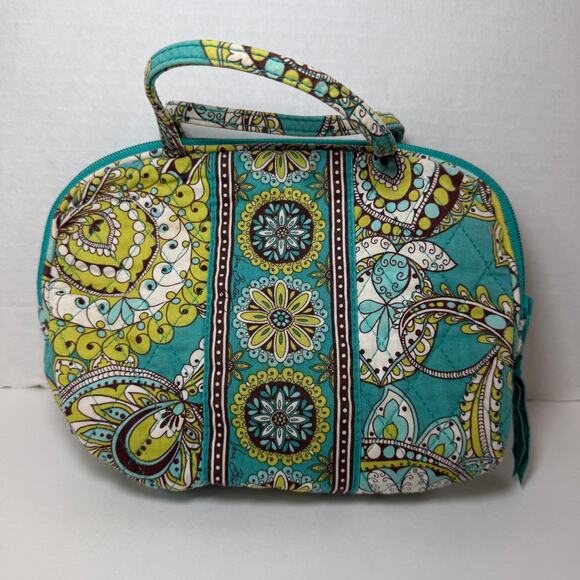 Vera Bradley Peacock Paisley Print Makeup Bag with Handles PVC Lined - Picture 6 of 8